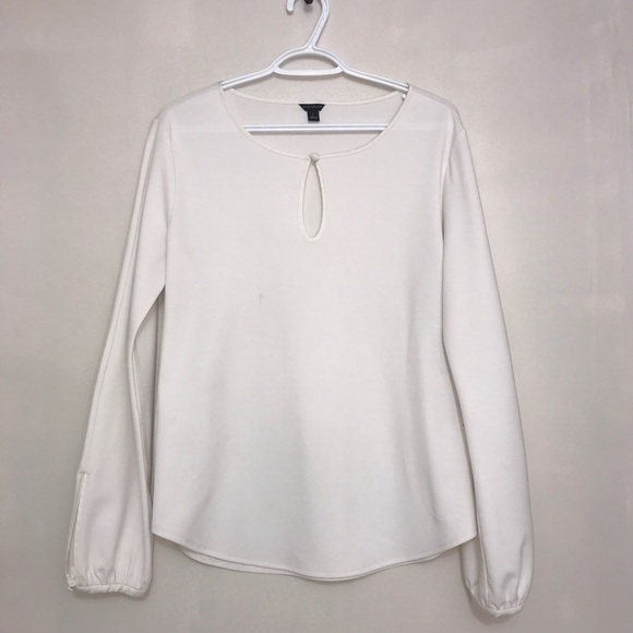 🧩Ann Taylor All White Ruffled Long Sleeve Blouse - Picture 8 of 12